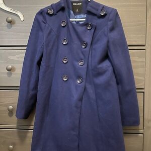 Elegant Double-Breasted Pea Coat in Navy